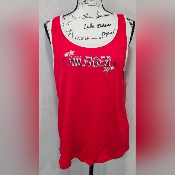 Tommy Hilfiger Sport Women's Red Scoop Neck Sleeveless Active Tank Top Size L - Picture 2 of 12